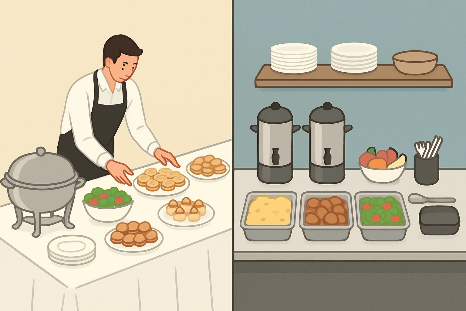 Fresh meals set up for a workplace team lunch