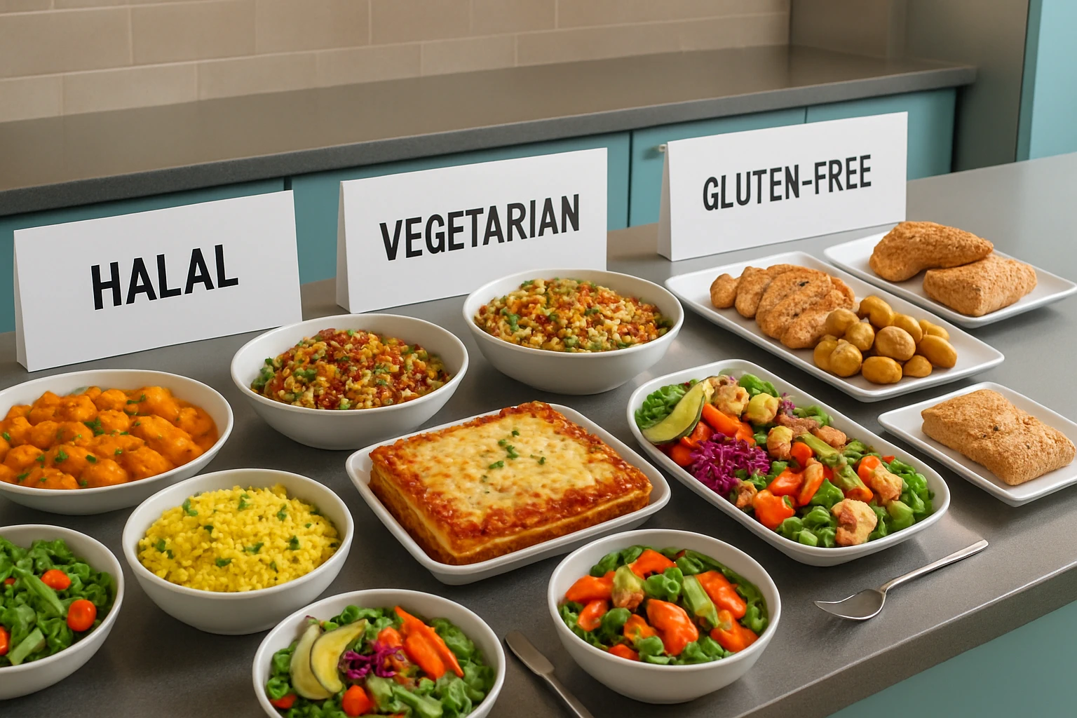 Variety of fresh, colorful meal prep containers for diverse dietary needs
