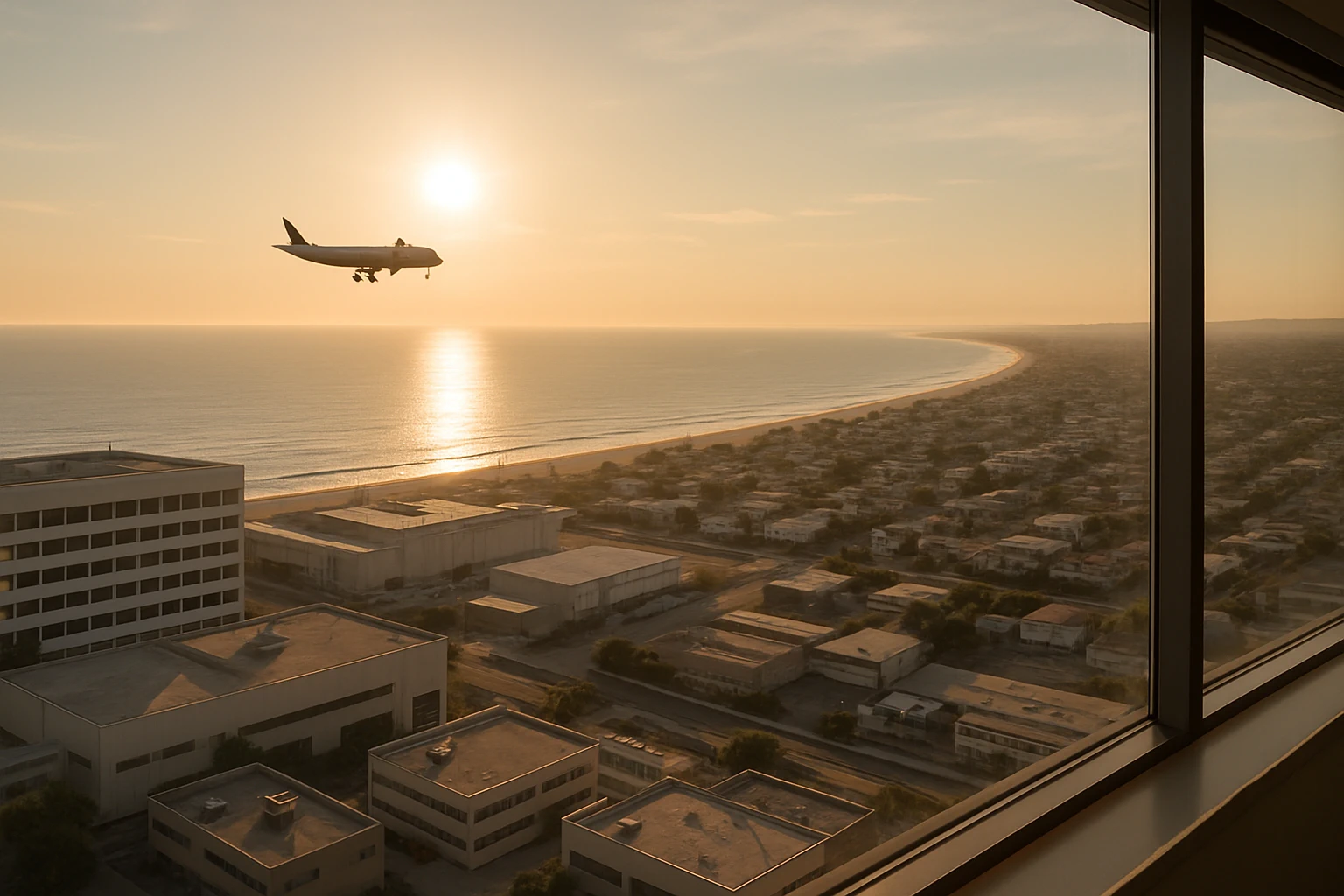 Fresh California cuisine catered on a South Bay Los Angeles rooftop terrace with the Pacific Ocean visible in the background