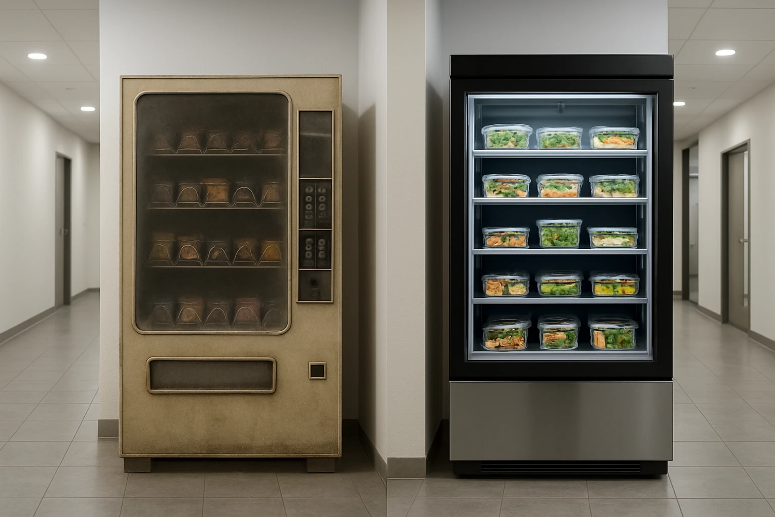 Break room with food options for on-site workers