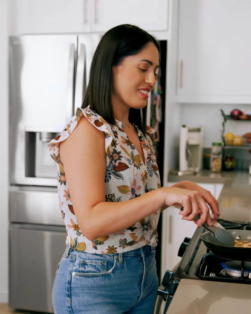 Christine cooking fresh meals in the MHP kitchen