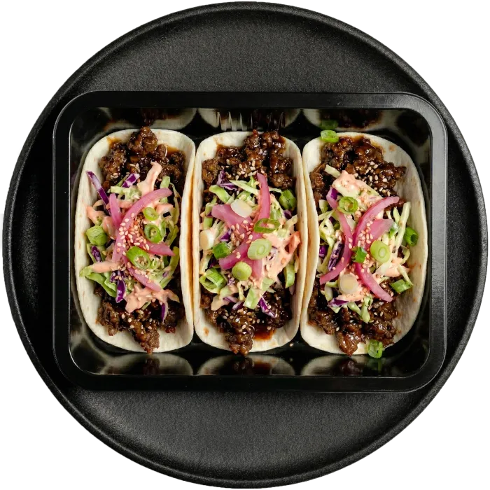 Bulgogi beef soft tacos meal-prep tray